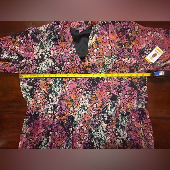 NWT Vince Camuto Floral Dress Womens Med.  Tiered Boho Lined Long Sleeve - Picture 6 of 8